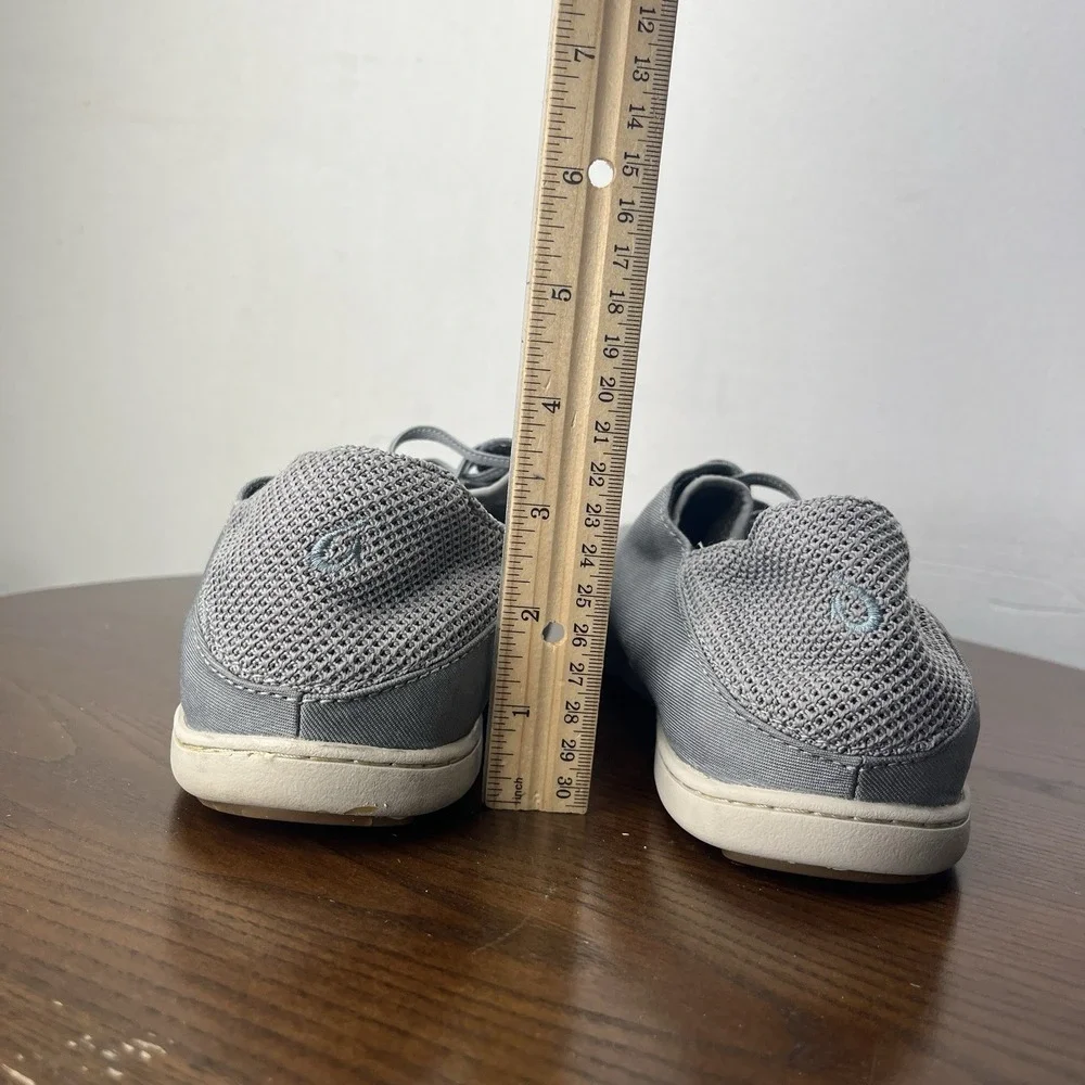 Olukai 'Nohea Moku Shoes Men's 9.5 Gray‎ Textile Comfort Slip On Boat Sneaker